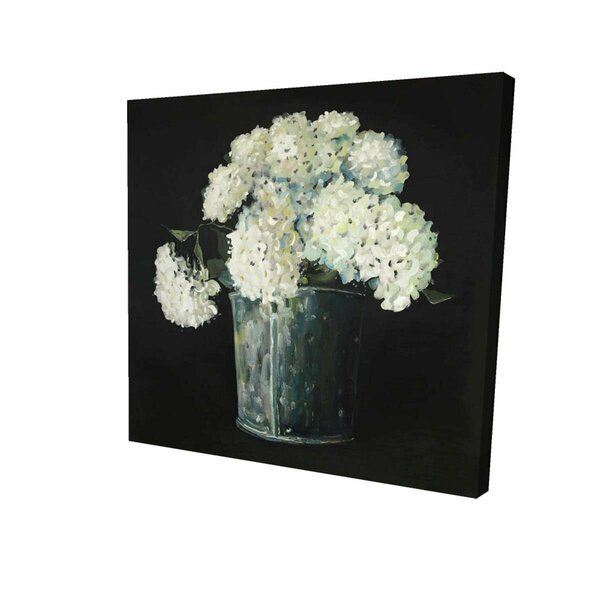 Begin Home Decor 16 x 16 in. White Hydrangea Flowers-Print on Canvas 2080-1616-FL358